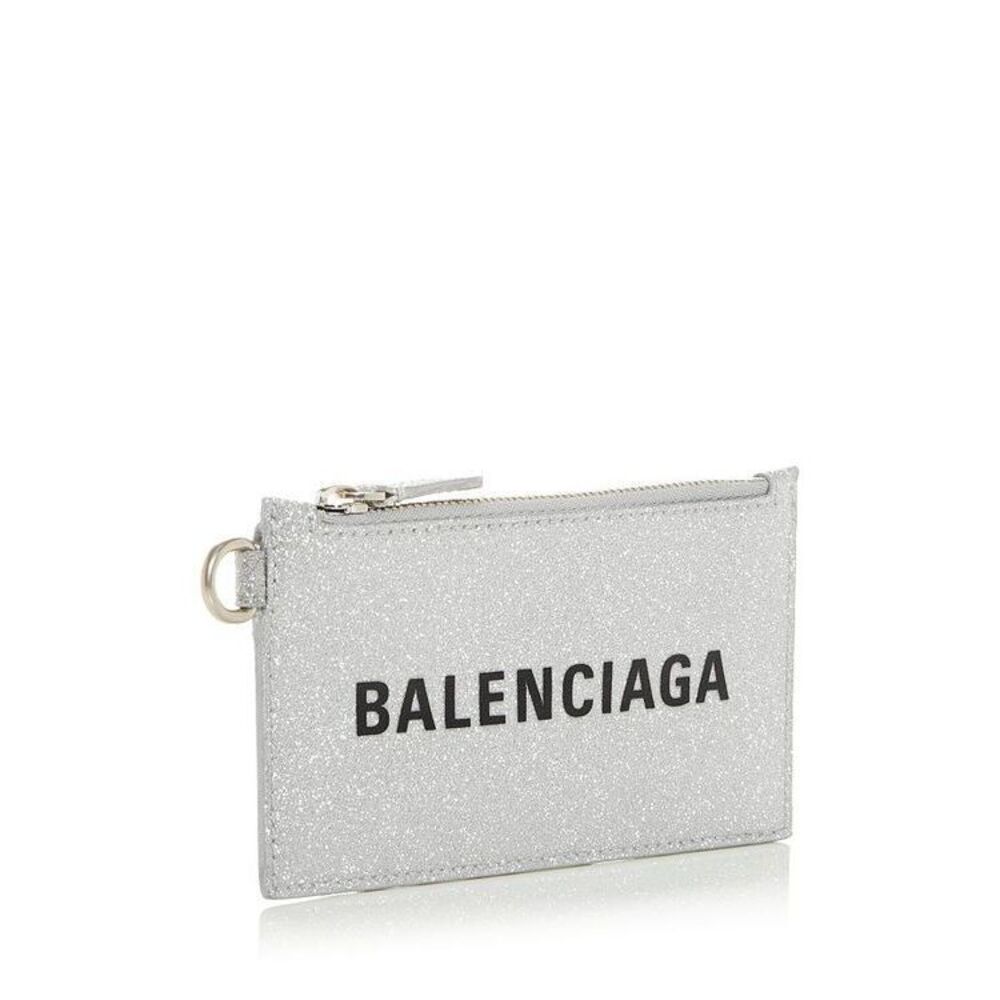 Balenciaga Accessories Wallet Leather Cash Glitter Card Case Silver - Picture 3 of 4